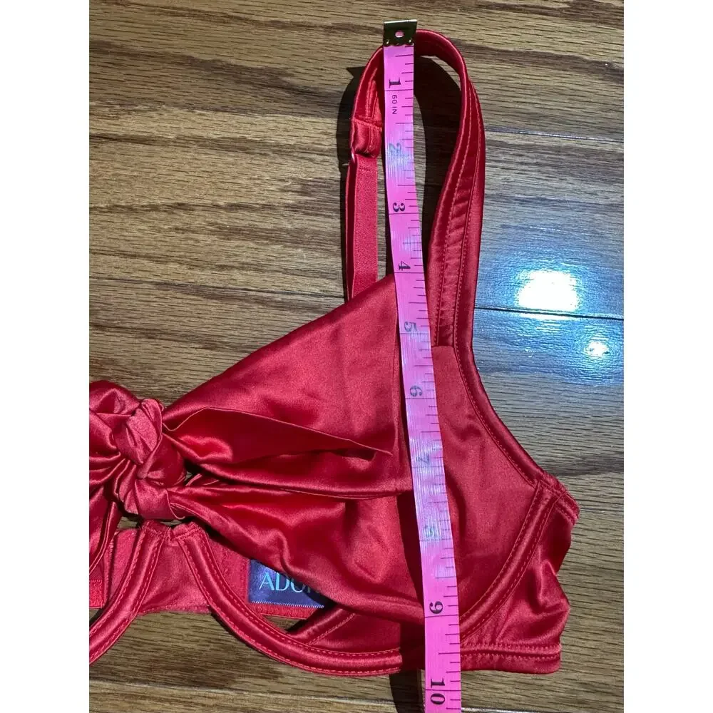 Adore Me Red Gynger Unlined Satin Bow Balconette Underwire Bra Size XS